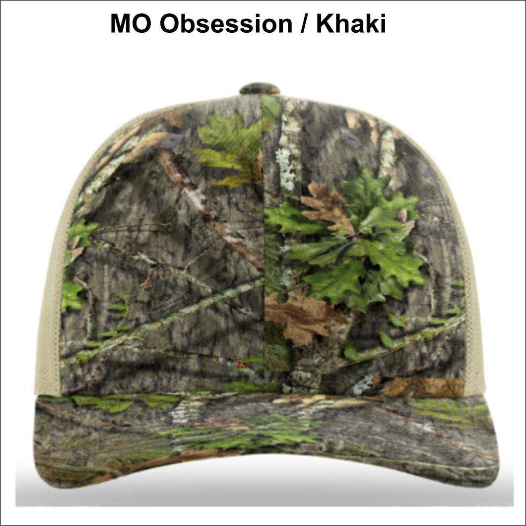 Richardson 112 Camo Truckers Hat with Customized Embroidered Logo