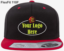 Load image into Gallery viewer, Flexfit 110F Wool Blend / Flat Bill / Snap Back with Custom Embroidered Logo or Text.
