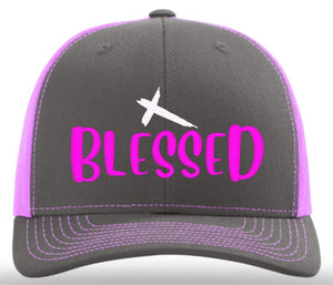 Richardson 112 Customized Embroidered Hats with stock design / Blessed