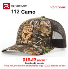 Load image into Gallery viewer, Richardson Sports 112P Camo Hats / Custom embroidered with your design.
