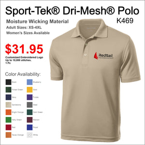 Sport Tech Moisture Wicking Polo with Customized Embroidered Logo